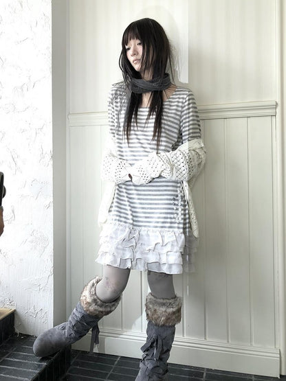 ang project Lace Tiered Skirt U Neck Women&