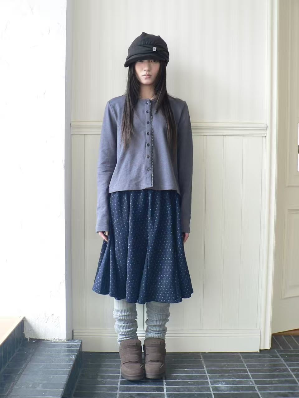 ang_project_Lace_Trim_Solid_Button_Front_Crew_Neck_Long_Sleeve_Women&