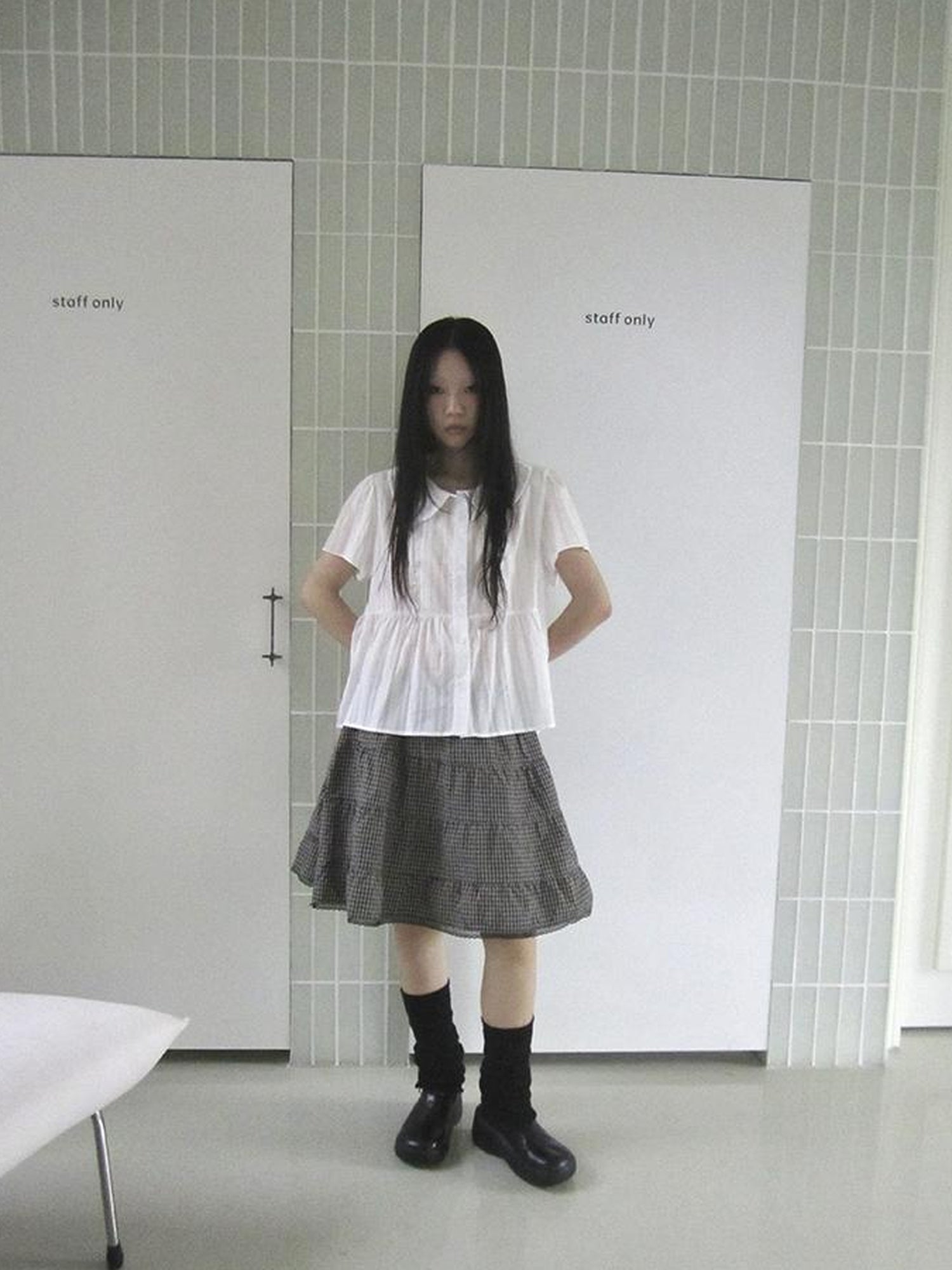 ang project Lace Trimmed Babydoll Collar Summer Blouse