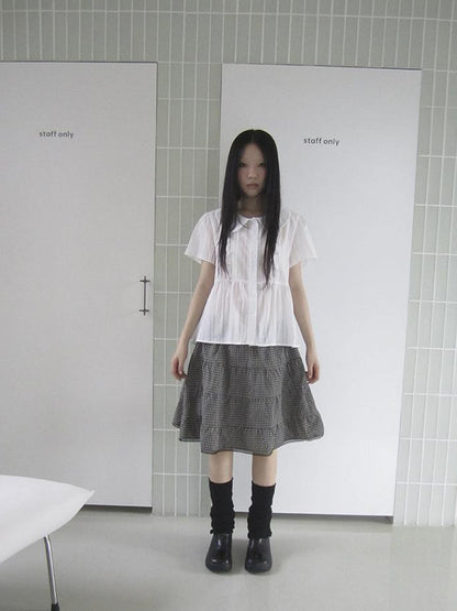 ang project Lace Trimmed Babydoll Collar Summer Blouse