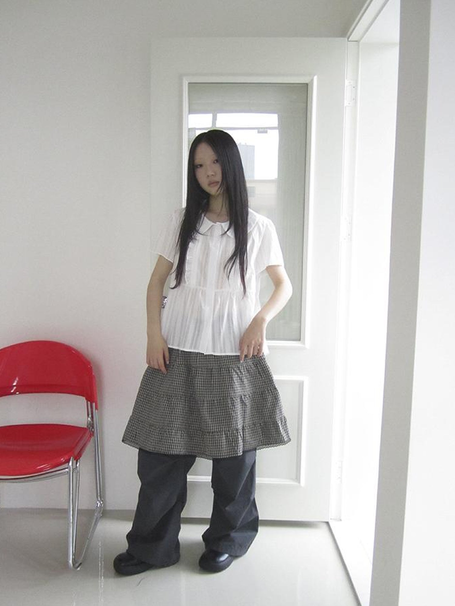 ang project Lace Trimmed Babydoll Collar Summer Blouse