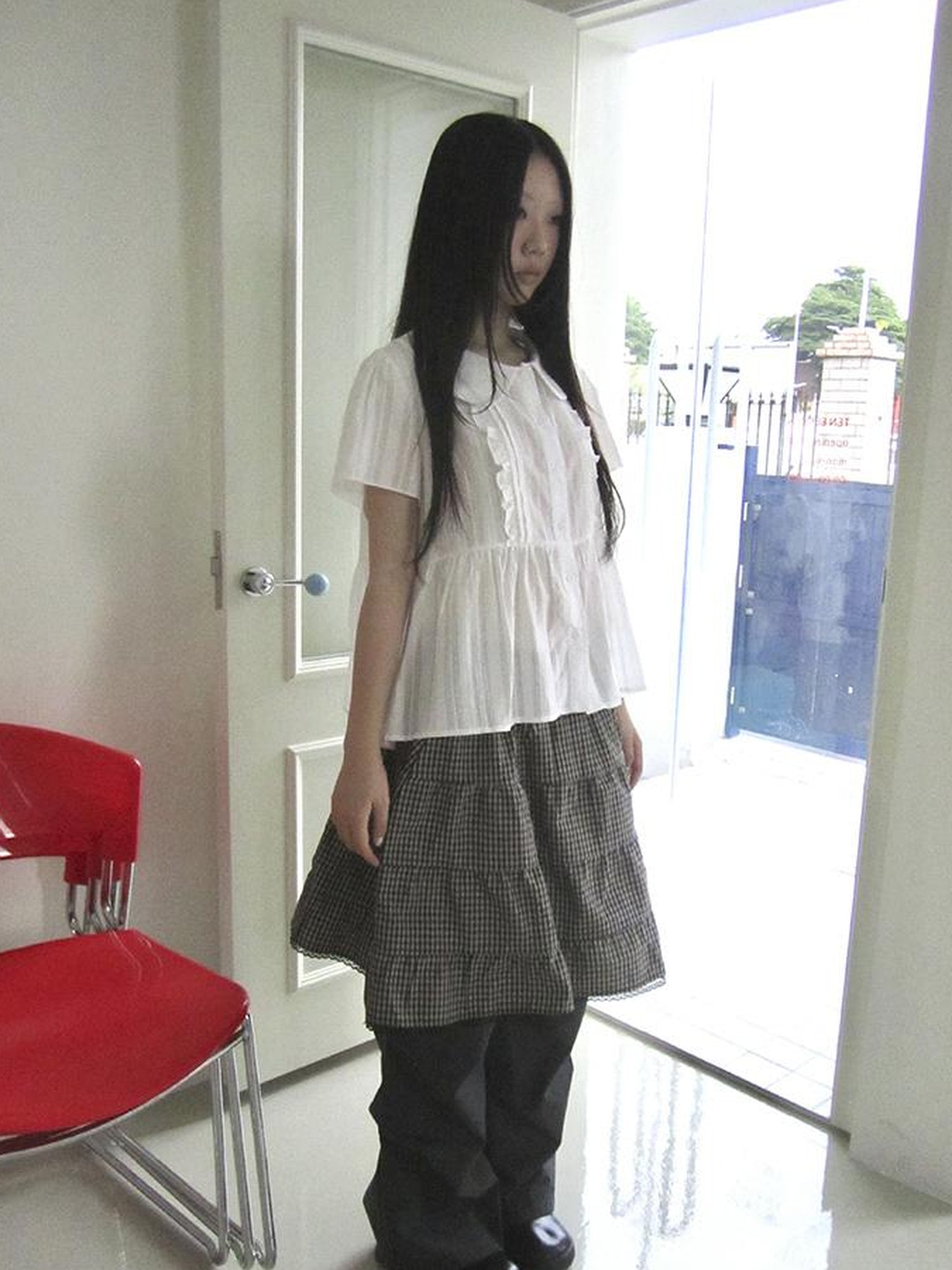 ang project Lace Trimmed Babydoll Collar Summer Blouse