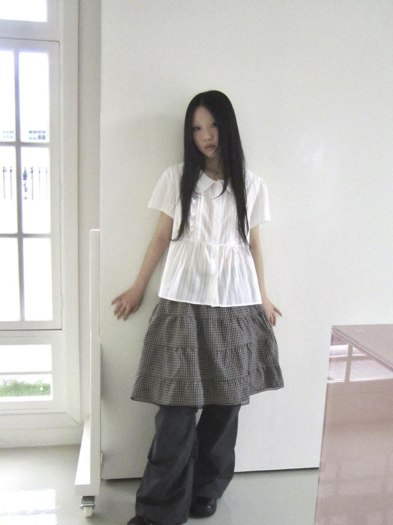ang project Lace Trimmed Babydoll Collar Summer Blouse