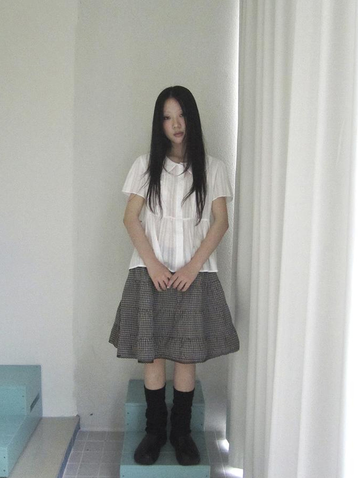 ang project Lace Trimmed Babydoll Collar Summer Blouse