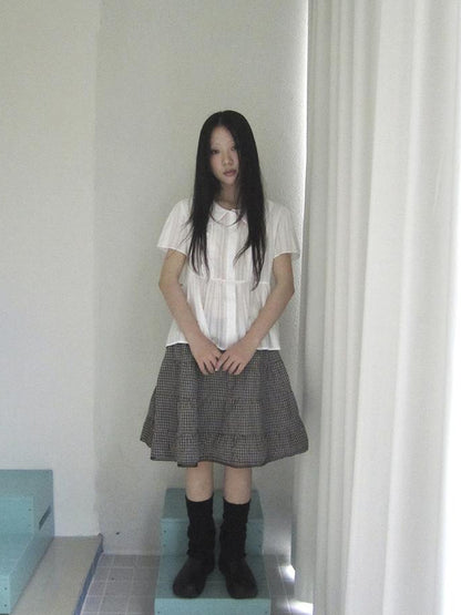 ang project Lace Trimmed Babydoll Collar Summer Blouse