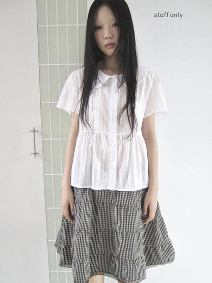 ang project Lace Trimmed Babydoll Collar Summer Blouse