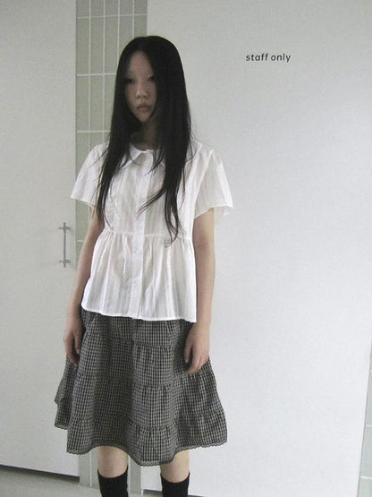 ang project Lace Trimmed Babydoll Collar Summer Blouse