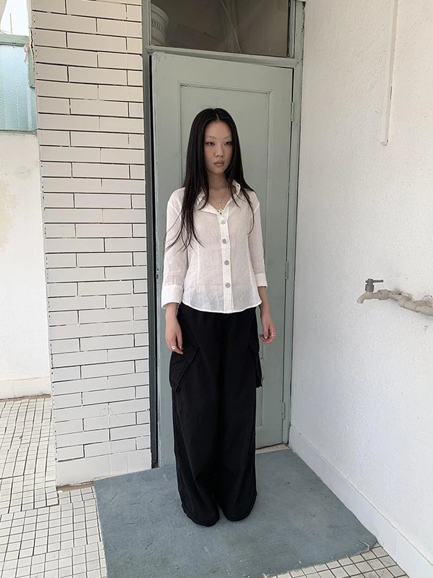 Lace Trimmed Tied Waist Pleated Short Sleeve Blouse