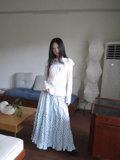 ang project Lace Trimmed Tied Waist Pleated Short Sleeve Blouse