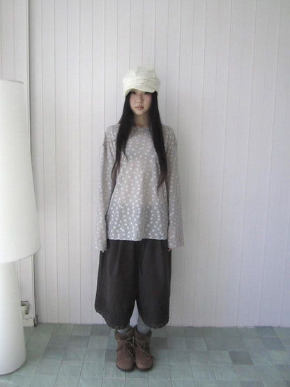 ang project Layered Floral Lace Sheer Round Neck Women&