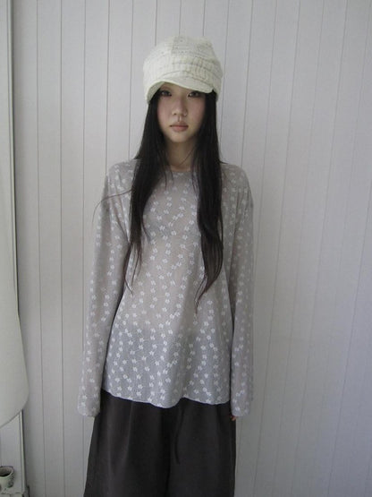 ang project Layered Floral Lace Sheer Round Neck Women&