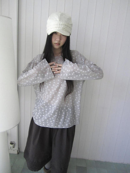 ang project Layered Floral Lace Sheer Round Neck Women&