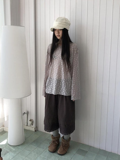 ang project Layered Floral Lace Sheer Round Neck Women&
