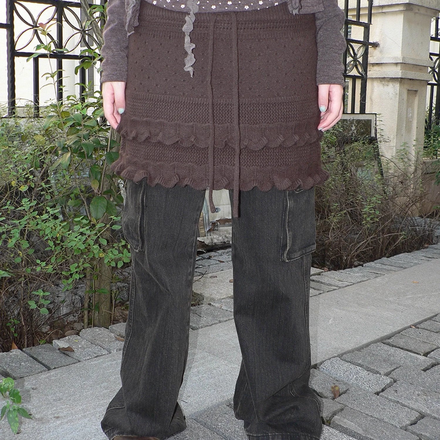 ang_project_Layered_Lace_Trim_Drawstring_Knit_Mini_Skirt_MISSTT