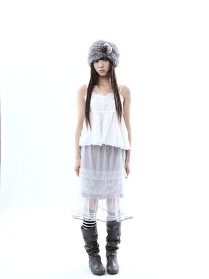 ang project Layered Panelled A Line Ruffle Hem Women&