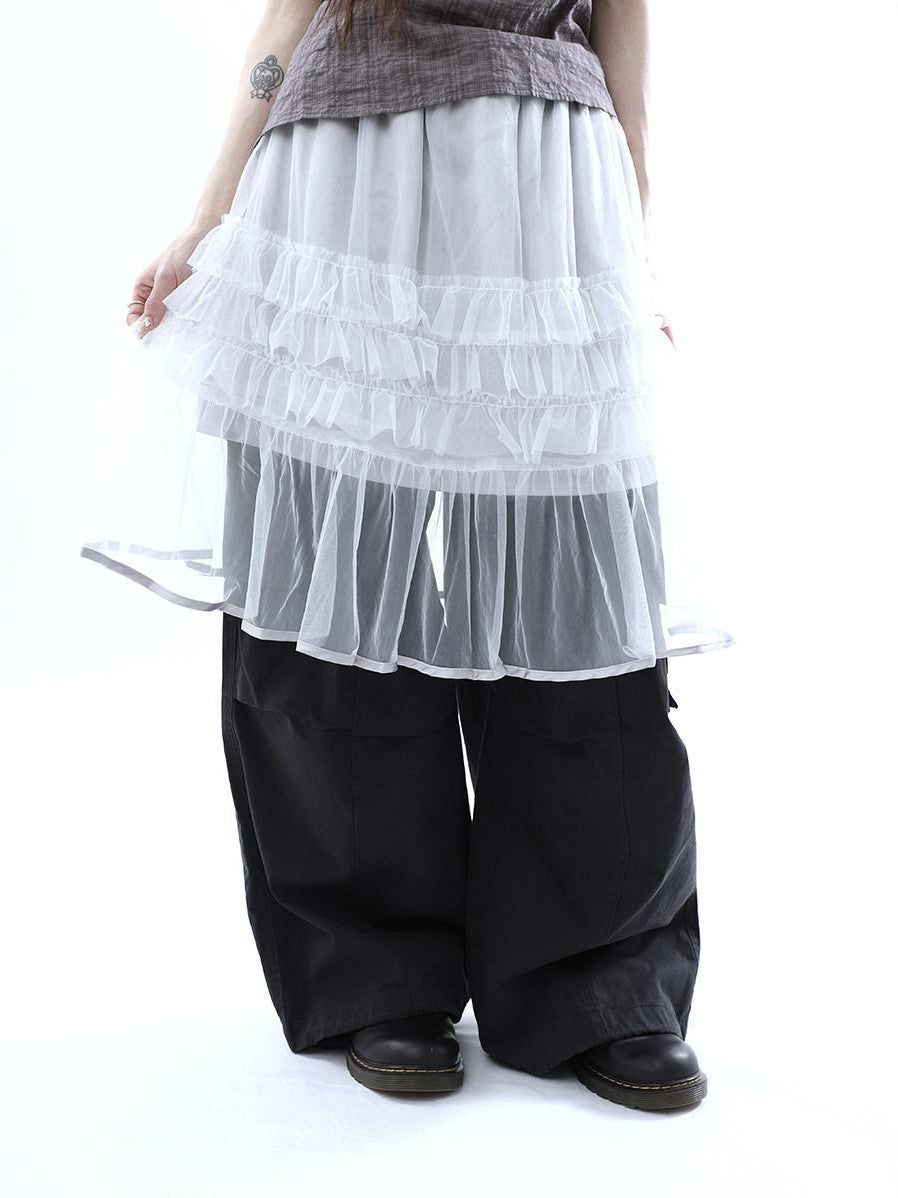 ang project Layered Panelled A Line Ruffle Hem Women&