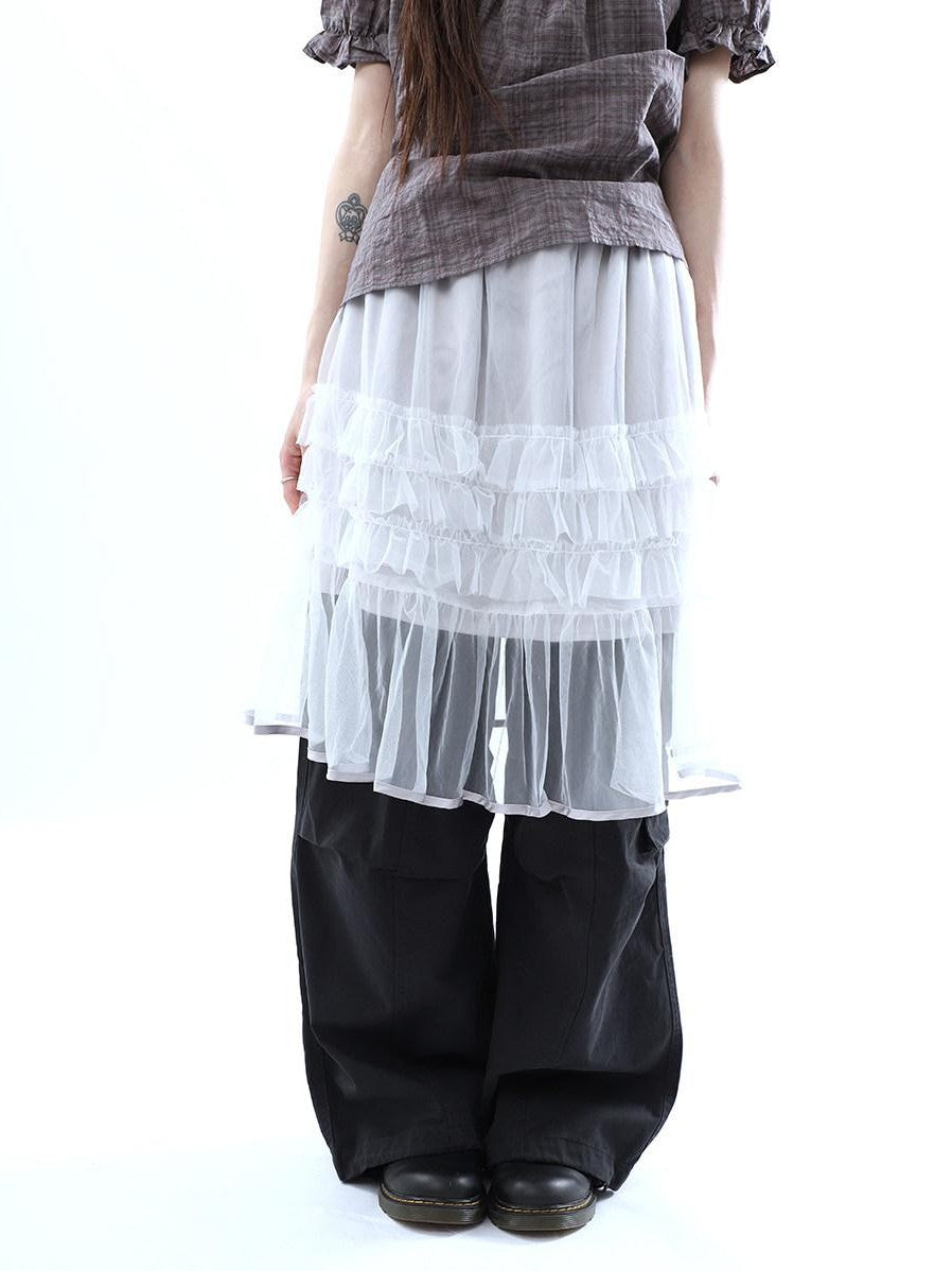 ang project Layered Panelled A Line Ruffle Hem Women&