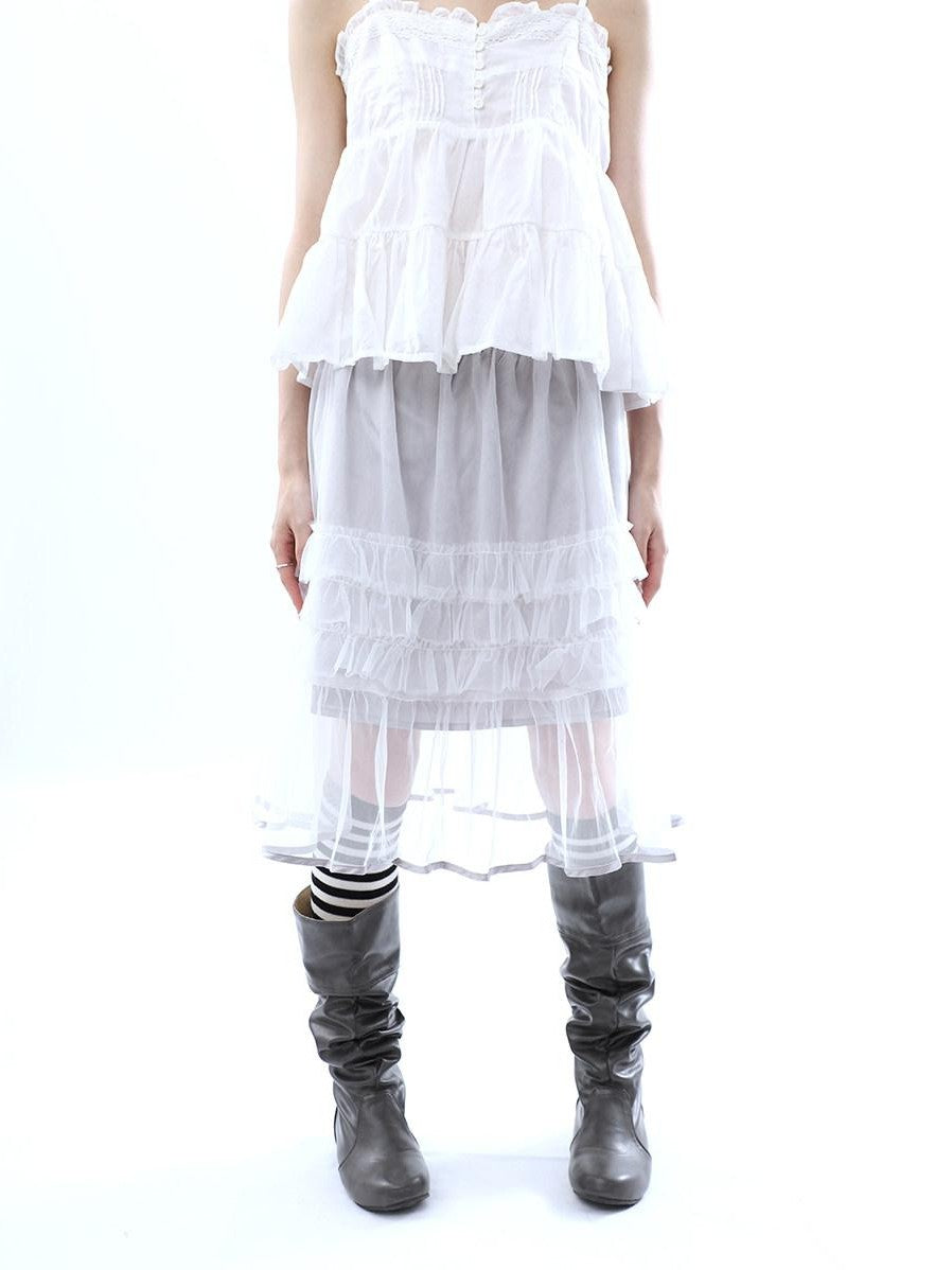 ang project Layered Panelled A Line Ruffle Hem Women&