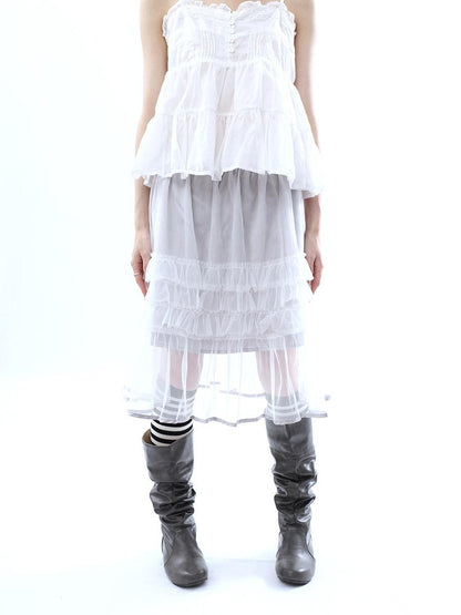 ang project Layered Panelled A Line Ruffle Hem Women&