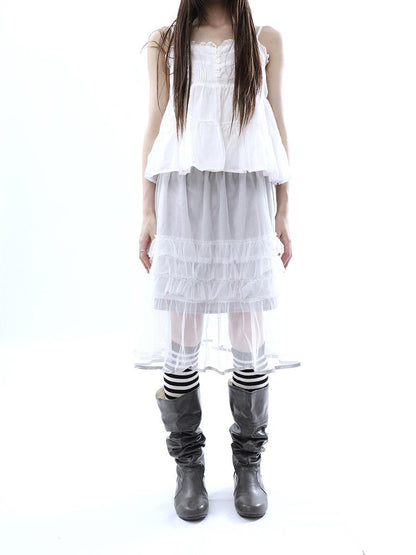 ang project Layered Panelled A Line Ruffle Hem Women&