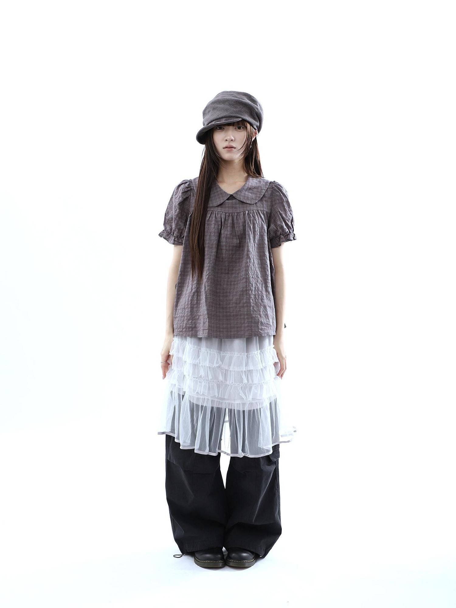 ang project Layered Panelled A Line Ruffle Hem Women&