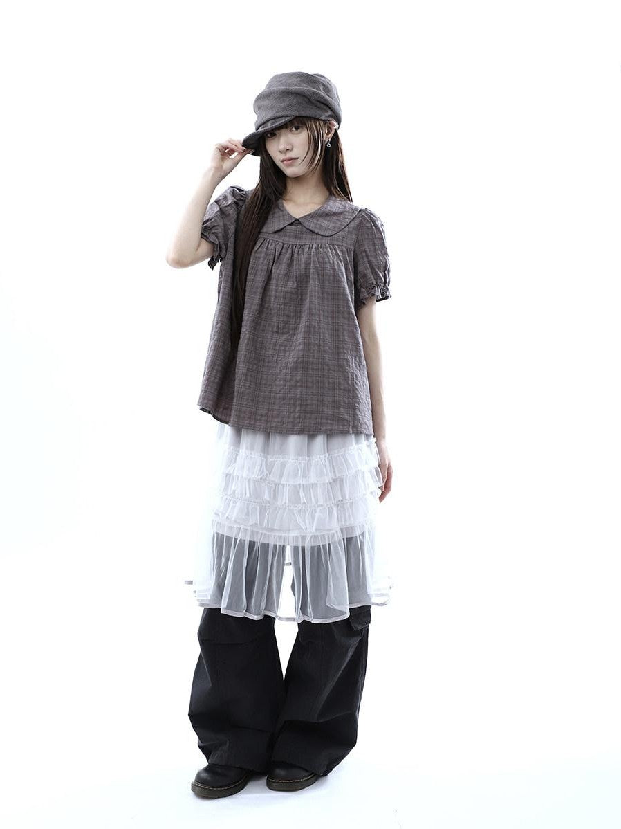 ang project Layered Panelled A Line Ruffle Hem Women&