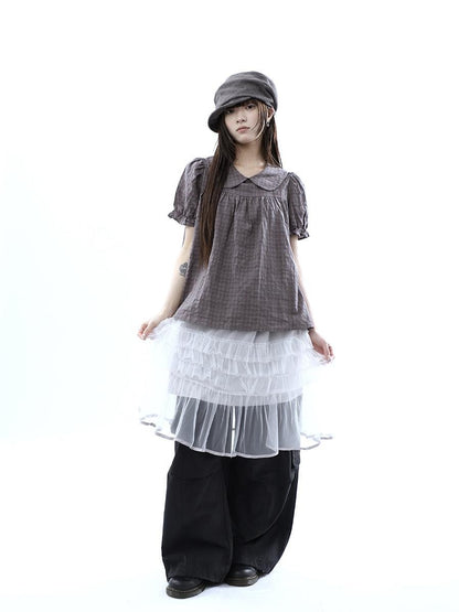 ang project Layered Panelled A Line Ruffle Hem Women&
