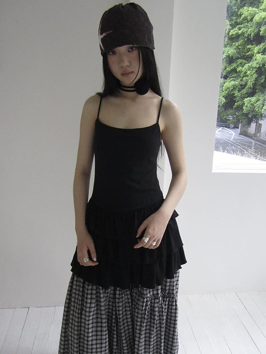 Layered Vintage Solid Color Slip Dress With Detachable Collar