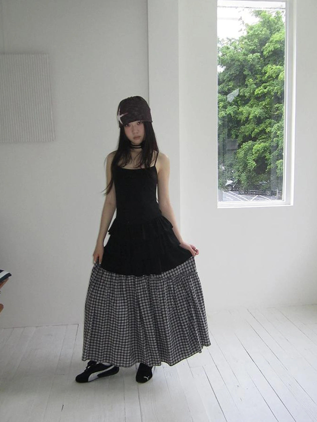 Layered Vintage Solid Color Slip Dress With Detachable Collar