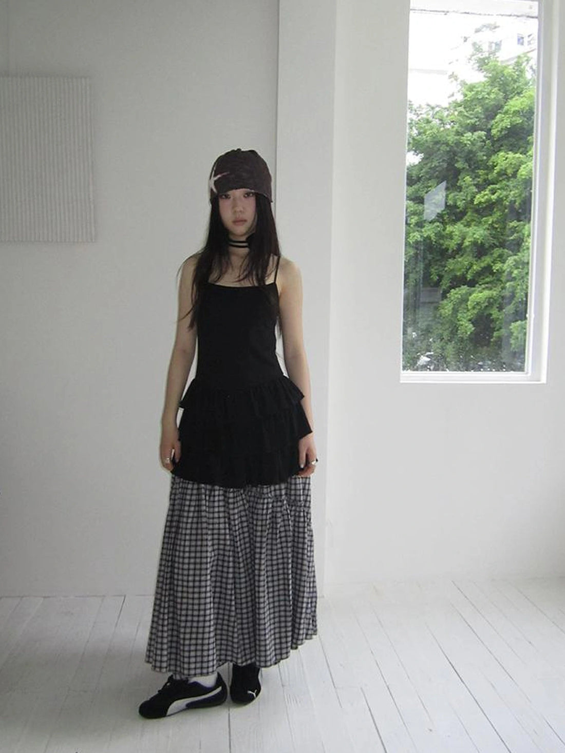 Layered Vintage Solid Color Slip Dress With Detachable Collar