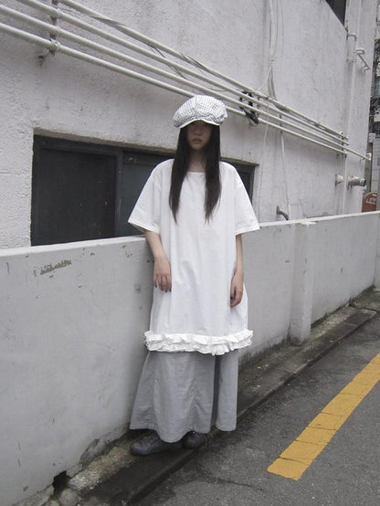 ang project Lettuce Hem Ruffle Splice Loose Waist A Line Women&
