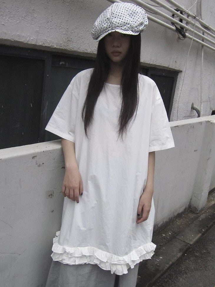 ang project Lettuce Hem Ruffle Splice Loose Waist A Line Women&