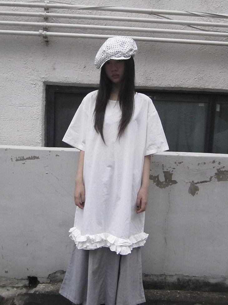 ang project Lettuce Hem Ruffle Splice Loose Waist A Line Women&