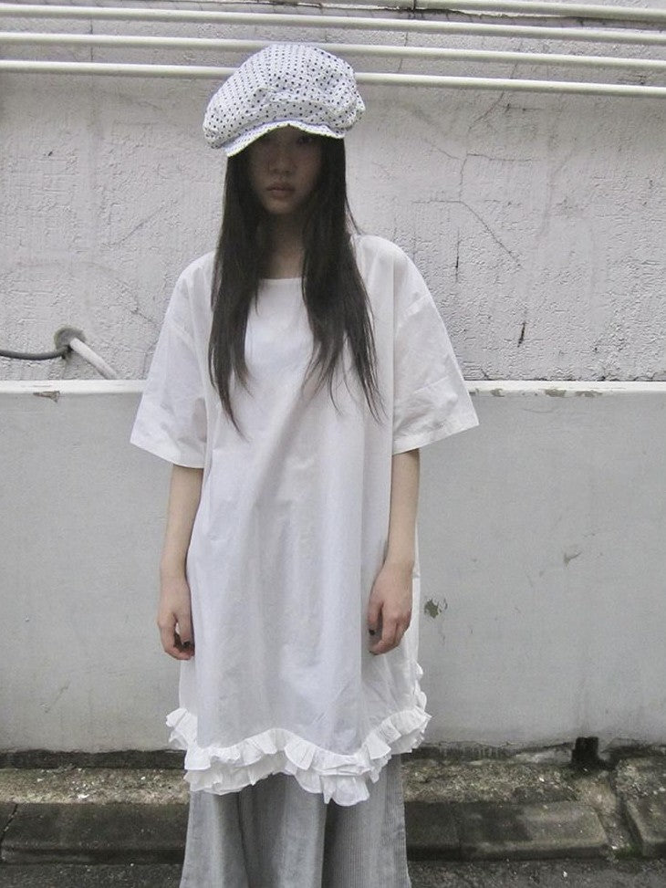 ang project Lettuce Hem Ruffle Splice Loose Waist A Line Women&