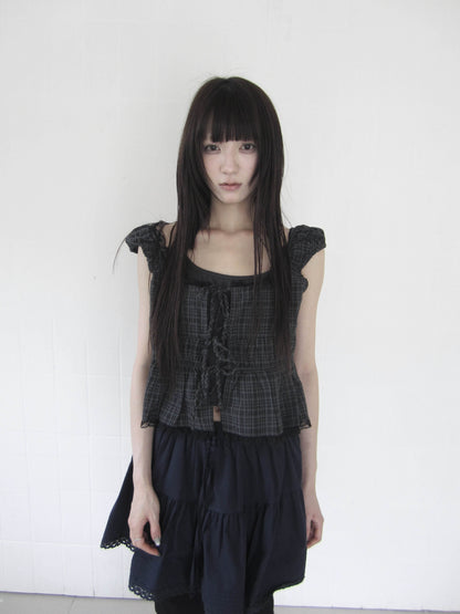 ang_project_Light_Gingham_Lace_Trim_Halter_Tie_Faux_Two_Piece_Women&