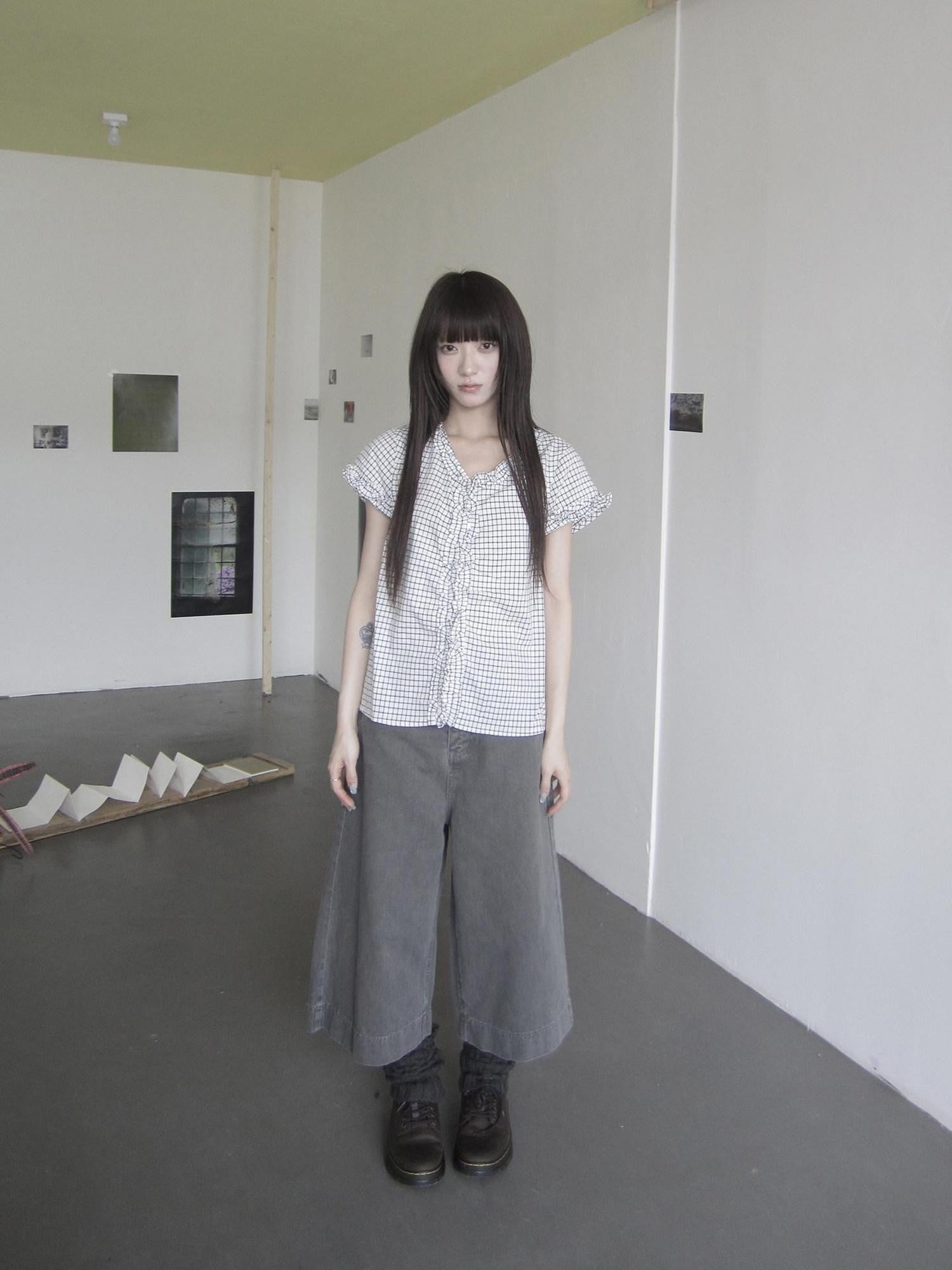 ang project Light Gray Retro Straight Leg Cropped Zip Fly Natural Waist Women&