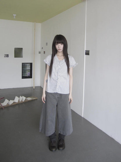 ang project Light Gray Retro Straight Leg Cropped Zip Fly Natural Waist Women&