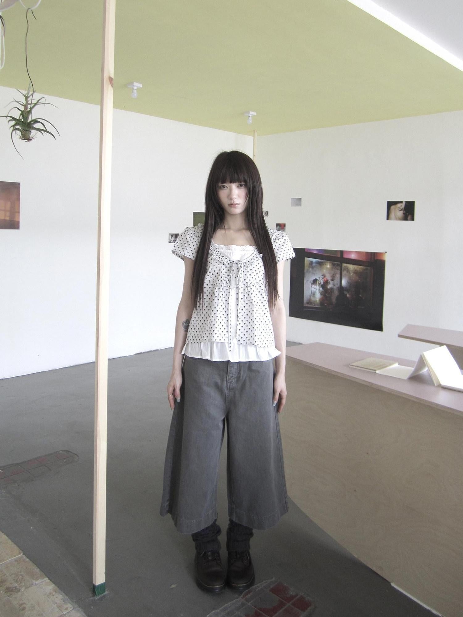 ang project Light Gray Retro Straight Leg Cropped Zip Fly Natural Waist Women&