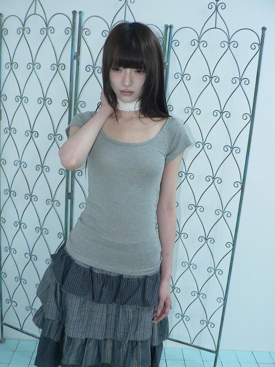 ang project Light Gray Solid Stretch Slim U Neck Women&