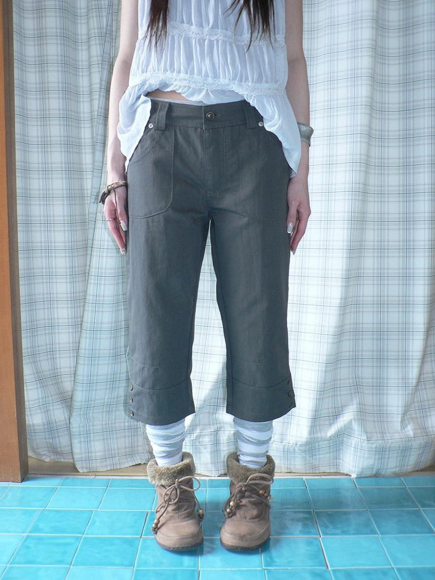 ang project Light Gray Vintage Studded Slight Flare Women&