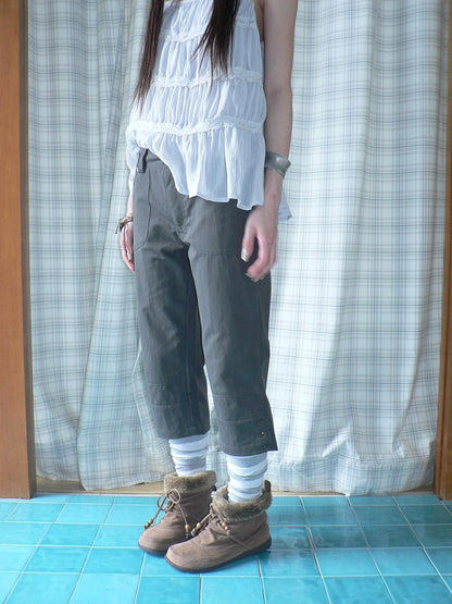 ang project Light Gray Vintage Studded Slight Flare Women&
