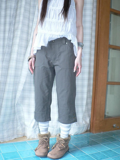 ang project Light Gray Vintage Studded Slight Flare Women&