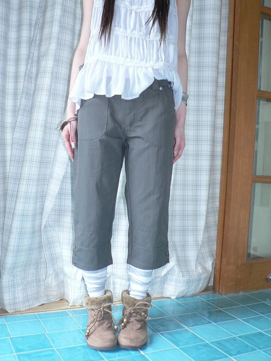 ang project Light Gray Vintage Studded Slight Flare Women&