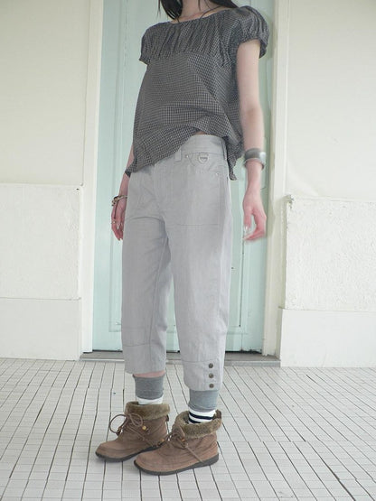 ang project Light Gray Vintage Studded Slight Flare Women&