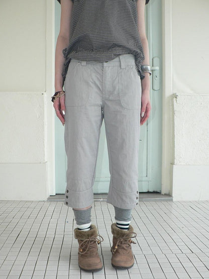 ang project Light Gray Vintage Studded Slight Flare Women&