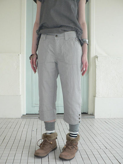 ang project Light Gray Vintage Studded Slight Flare Women&