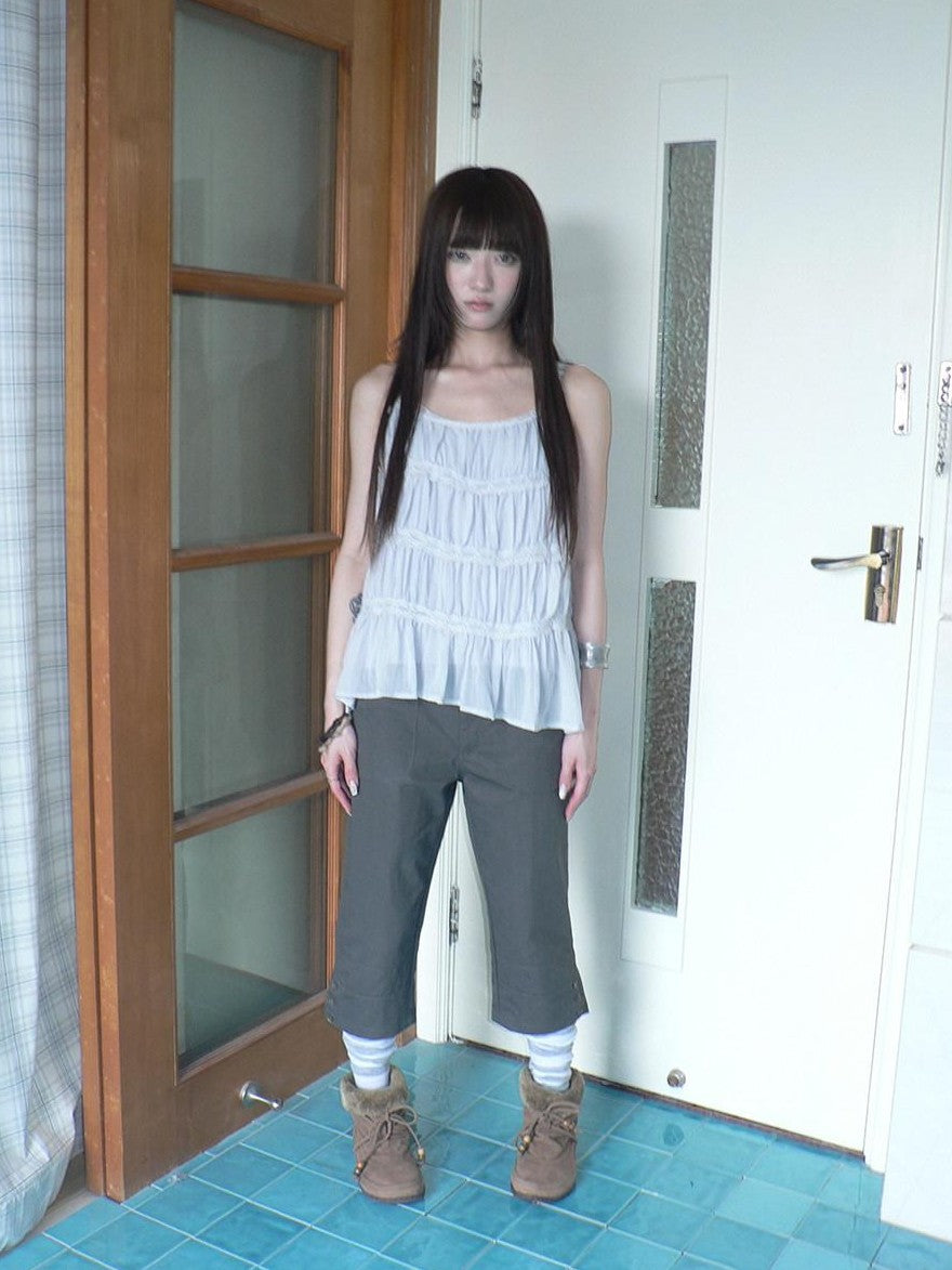 ang project Light Gray Vintage Studded Slight Flare Women&