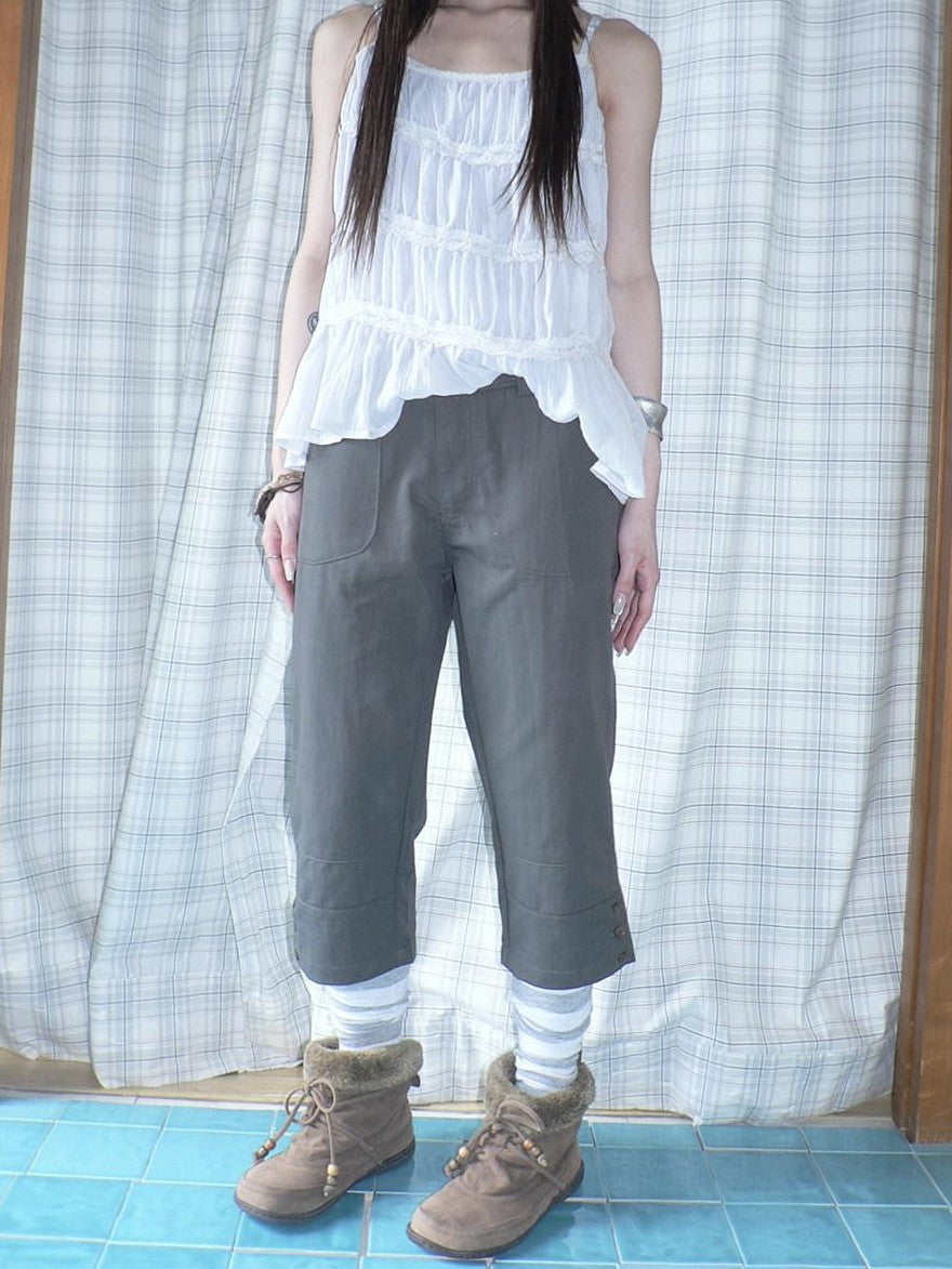 ang project Light Gray Vintage Studded Slight Flare Women&
