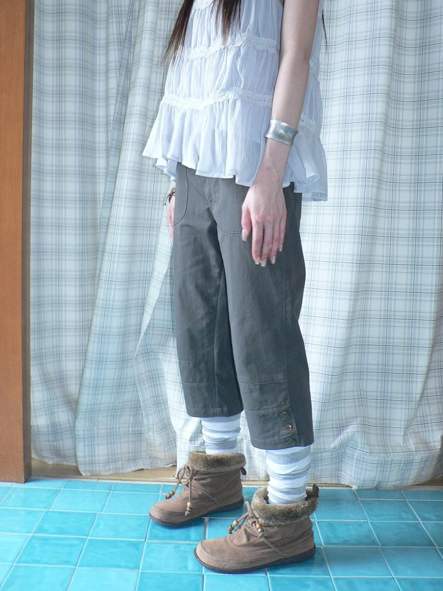 ang project Light Gray Vintage Studded Slight Flare Women&