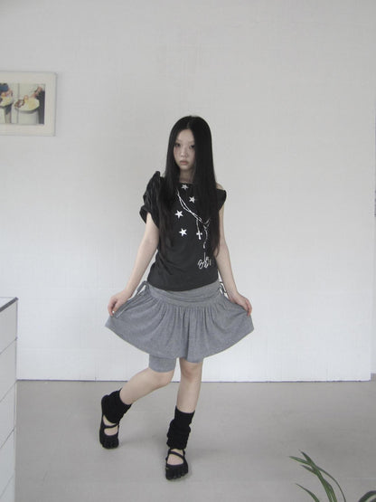 ang project Lightweight Asymmetric Star Print Lace Up Women&